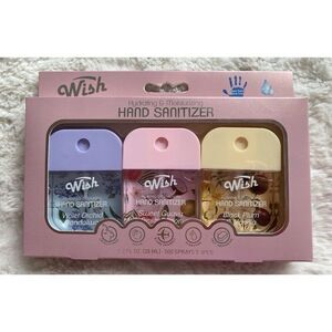 Set Of 3 Wish Hand Sanitizer Spray 1.2 Fl Oz Violet Guava Black Plum Vanilla NEW